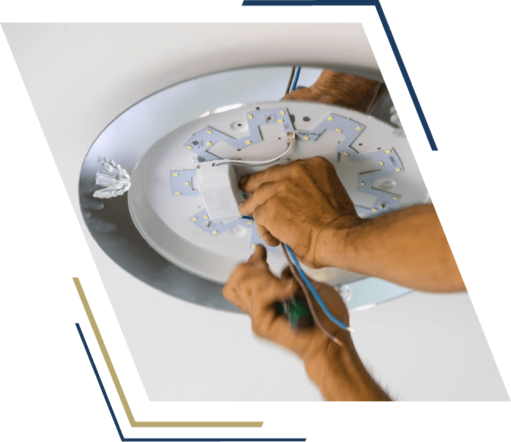 A person is working on the clock.